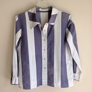 Stunning 1990’s vintage Japanese striped asymmetrical collar button down.